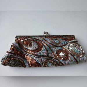Vintage Sequin Evening Bag Bead Handle